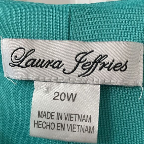 Laura Jeffries size 20W teal sleeveless dress - Picture 5 of 9